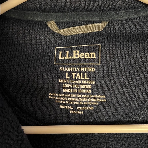 L.L. Bean Navy Blue Men's Sweater Fleece Full-Zip Jacket Size Large Tall - Picture 4 of 4